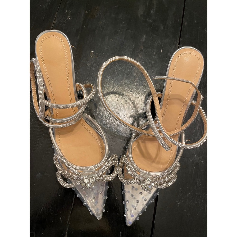 Sparkling Rhinestone Clear Heels Women's Crystal Bow Stiletto Pumps Party Shoes